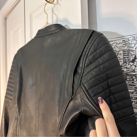 PREMIUM 100% Sheep Leather Quilted Biker Jacket Moto Zara M/L - Picture 11 of 15